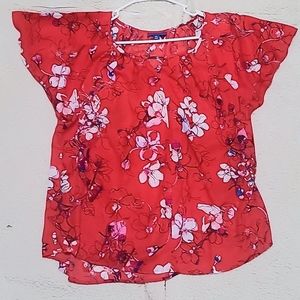 Women's Apt 9 Orange Floral Short Sleeved Blouse
